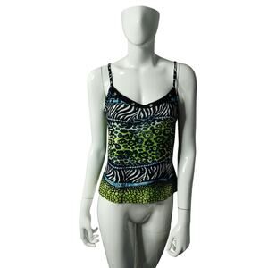 Y2K Joseph Ribkoff Women's Animal Print Tank top size 10 Wild Hippie Retro Wild